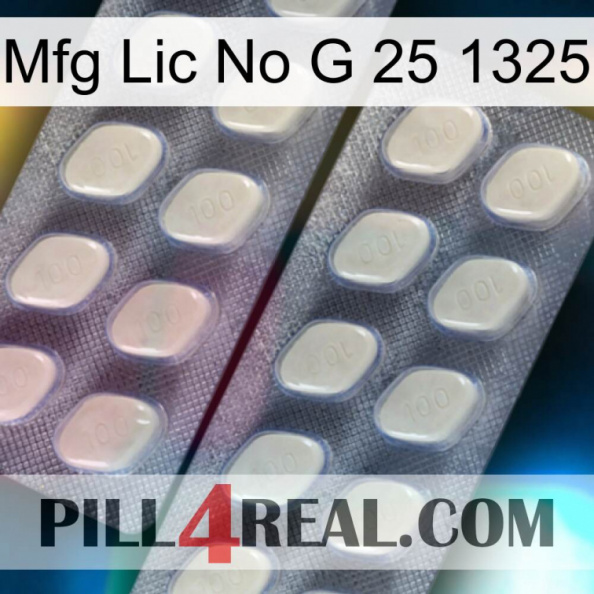 Mfg Lic No G 25 1325 07